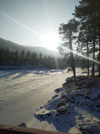 Mountain Altai landscapes in winterの写真素材