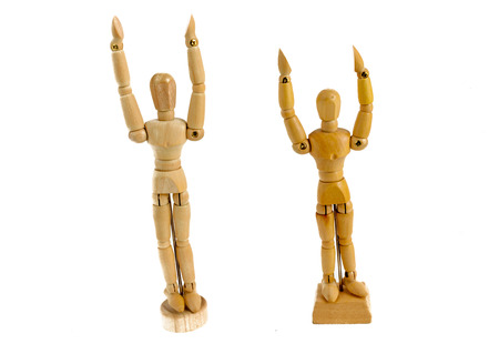 Isolated Sketching Mannequins with Arms Upliftedの写真素材