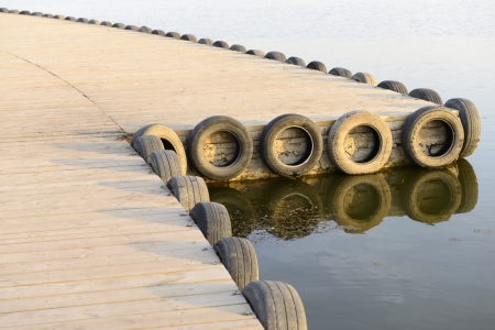Floating pontoon bridge の写真素材