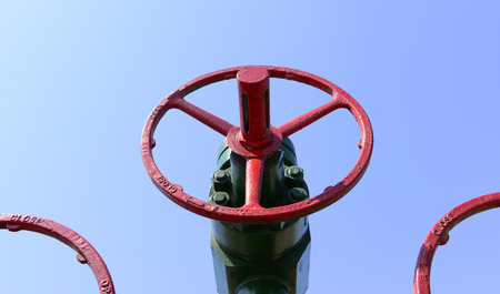 A close-up of a pipeline switchの写真素材