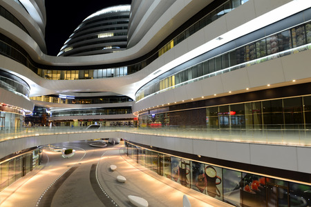 Modern buildings outside, night in Beijing, Chinaのeditorial素材