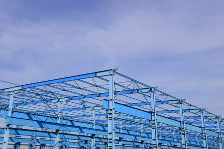Steel structure workshop is under constructionの写真素材