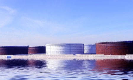 A lot of storage tanks in oil field in north Chinaの写真素材