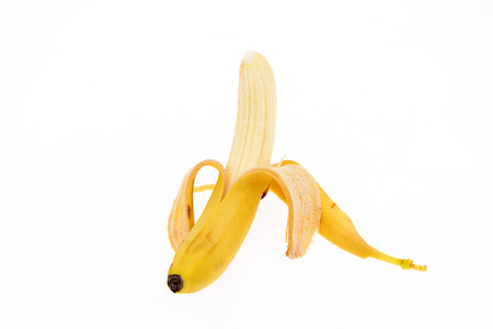 A banana peel on the white backgroundの写真素材