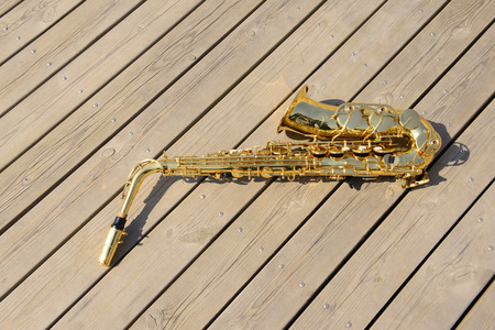 The saxophone in the woodの写真素材