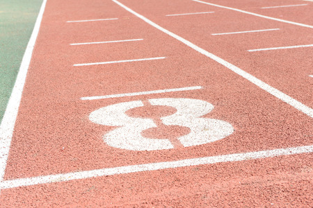 The starting point on the sports fieldの写真素材