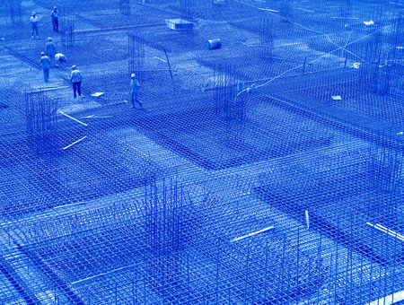 The framework of reinforced concrete in the construction site