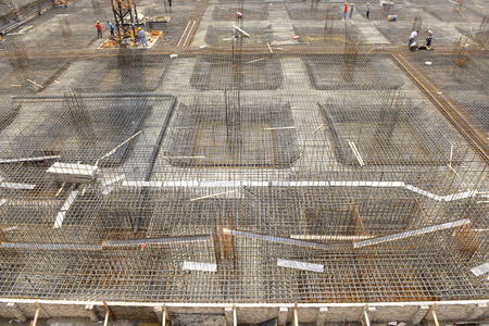The framework of reinforced concrete in the construction siteのeditorial素材