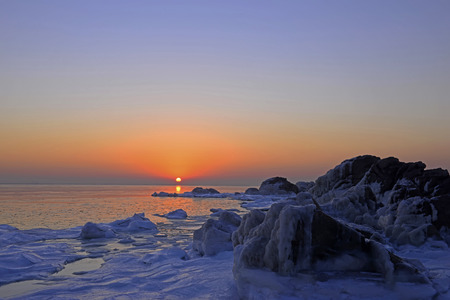 Ice at seasideの写真素材