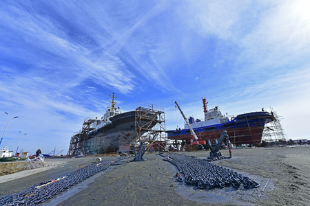The ship in the shipyard の写真素材