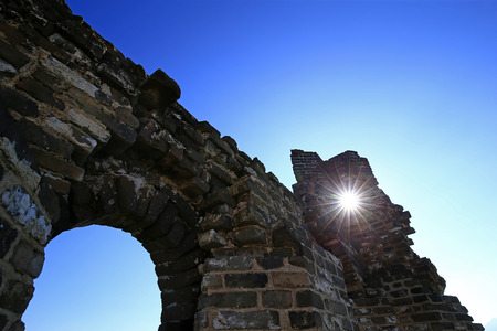 The old Great Wall, in the blue sky backgroundの写真素材
