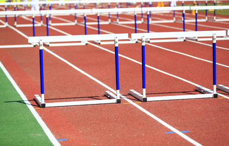 Hurdle rack in the track and fieldの写真素材