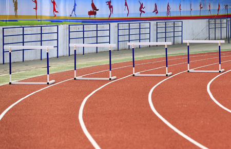 Hurdle rack in the track and fieldの写真素材