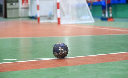 A handball on the playing fieldの写真素材