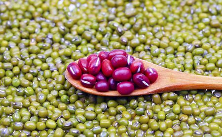 Many mung beans and red beans togetherの写真素材