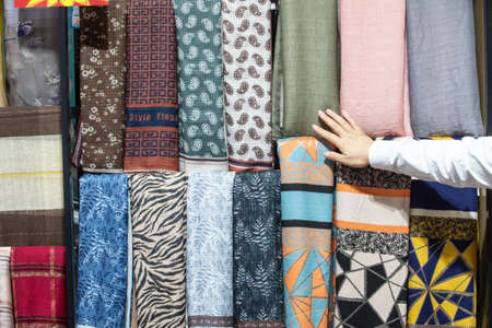 Beautiful scarves, neatly placed togetherの写真素材