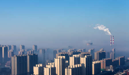 City in the morning fogのeditorial素材