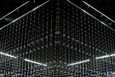 Beautiful crystal lights in the wedding hall