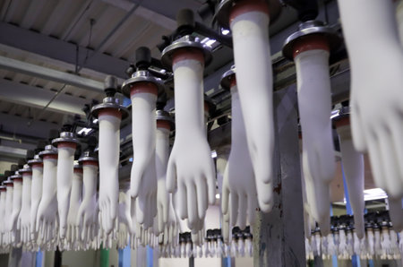 Nitrile rubber gloves production lineの写真素材