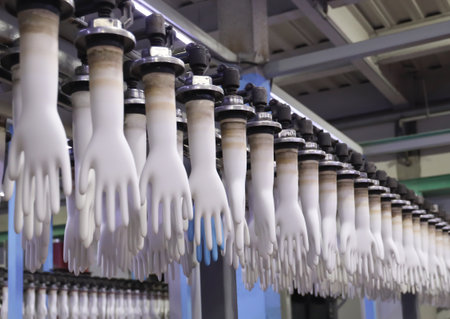Nitrile rubber gloves production lineの写真素材