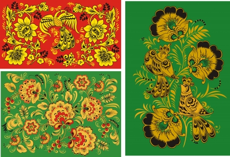 Three decorative patternsのイラスト素材