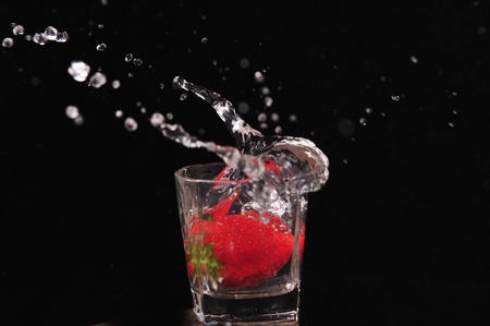  Strawberry crashed into a white cupの写真素材