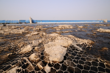 Water inside the barbed wire の写真素材