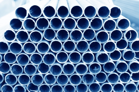 Layers of steel pipeの写真素材