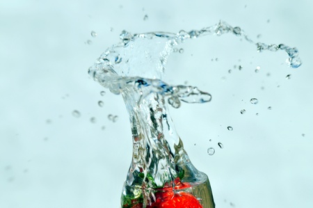 Glass and strawberryの写真素材