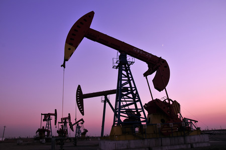 Oil drilling rig, tanghai county of hebei province oil fields in Chinaの写真素材