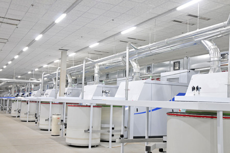 Spinning mill equipment in the workshopの写真素材