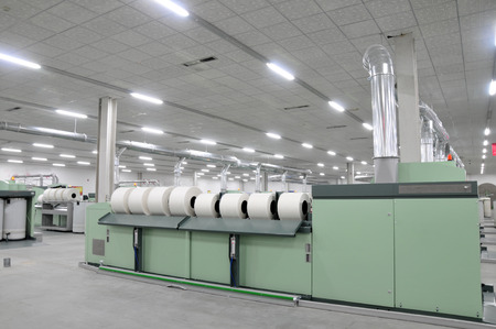 Spinning mill equipment in the workshopのeditorial素材