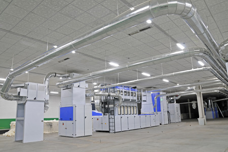 Spinning mill equipment in the workshopのeditorial素材