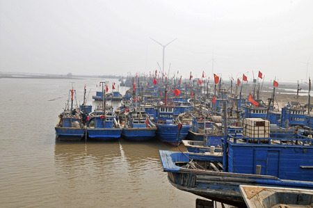 Fishing boats dockedのeditorial素材