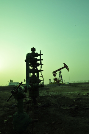 Oil drilling rig, tanghai county of hebei province oil fields in Chinaの写真素材