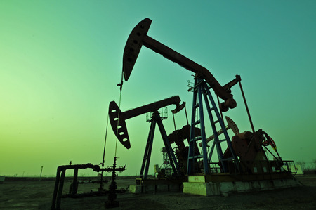 Oil drilling rig, tanghai county of hebei province oil fields in Chinaの写真素材