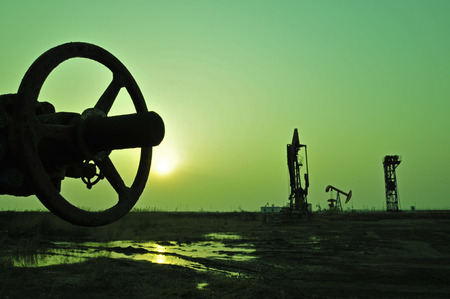 Oil drilling rig, tanghai county of hebei province oil fields in Chinaの写真素材