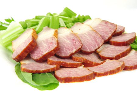 Bacon isolated on a white backgroundの写真素材