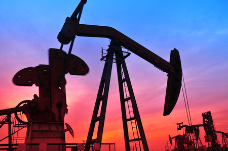 Oil drilling rig, tanghai county of hebei province oil fields in Chinaの写真素材