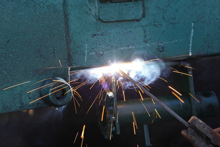 sparks in the welding