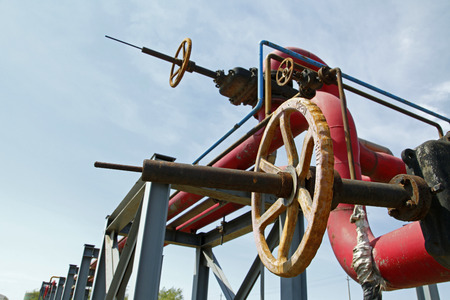 The pipe and valve oil fieldsの写真素材