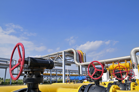 The pipe and valve oil fieldsの写真素材