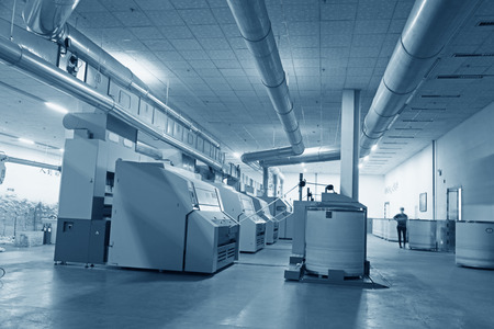 Spinning mill equipment in the workshopのeditorial素材