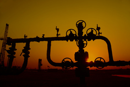 The pipe and valve oil fieldsの写真素材