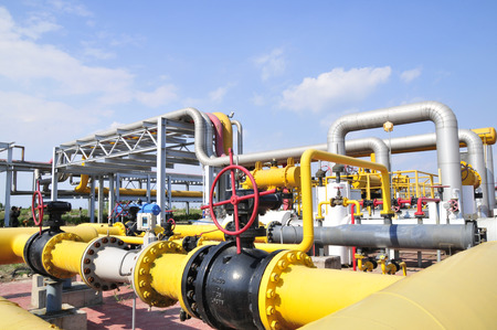 The pipe and valve oil fieldsの写真素材
