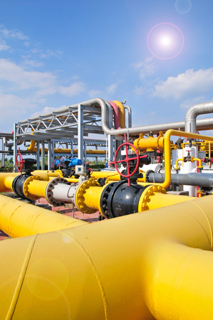The pipe and valve oil fieldsのeditorial素材
