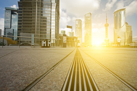 Office building as the background, the landmark of Shanghai in Chinaのeditorial素材
