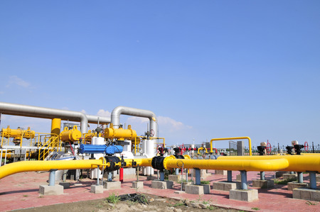 The pipe and valve oil fieldsのeditorial素材