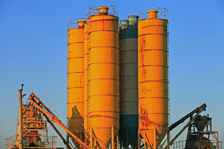 Concrete mixing silo, site construction facilities.のeditorial素材