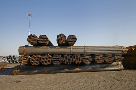 Layers of steel pipeのeditorial素材